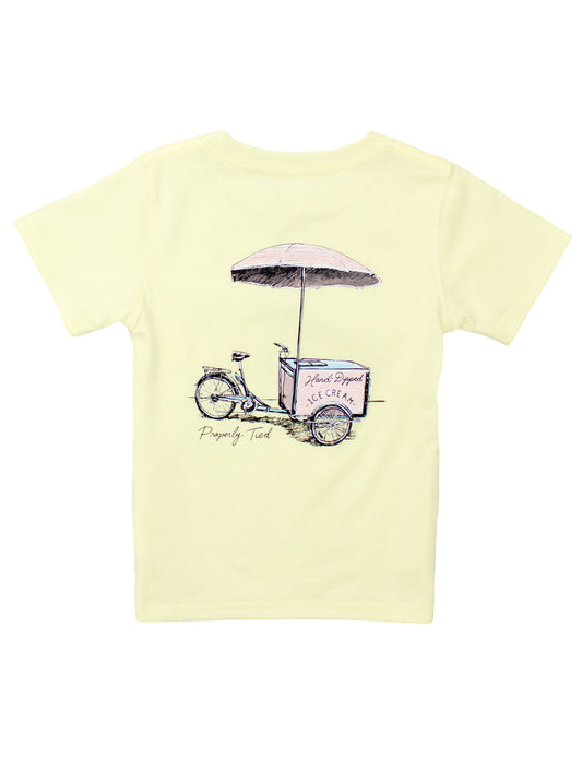 GIRLS ICE CREAM CART SS LIGHT YELLOOW TEE