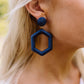 ELLIOT SILK WRAPPED EARRINGS - NAVY