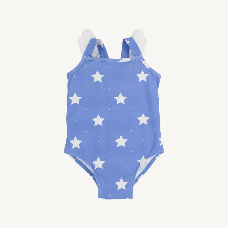 LONG BAY BATHING SUIT - NORTH SEA STARS/WORTH WHITE
