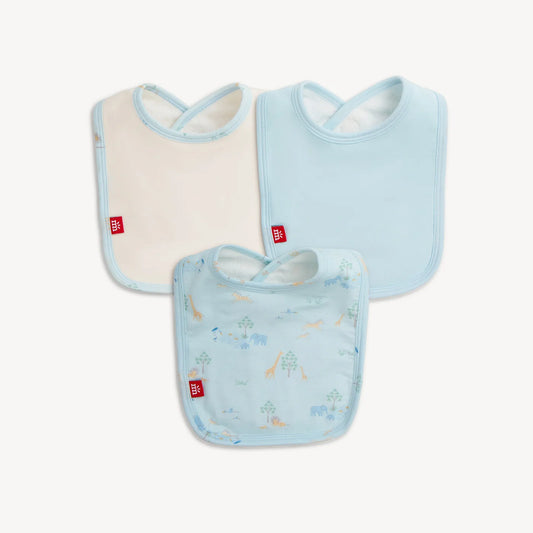 BLUE SERENE SAFARI MAGNETIC BIB 3-PK