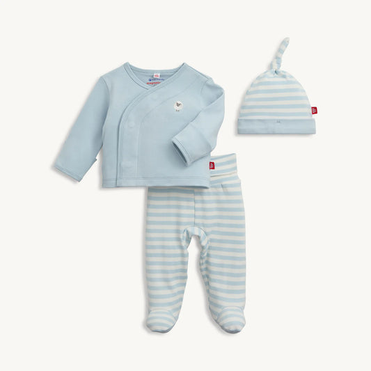 BLUE STRIPE ORGANIC COTTON KIMONO - BLUE STRIPE