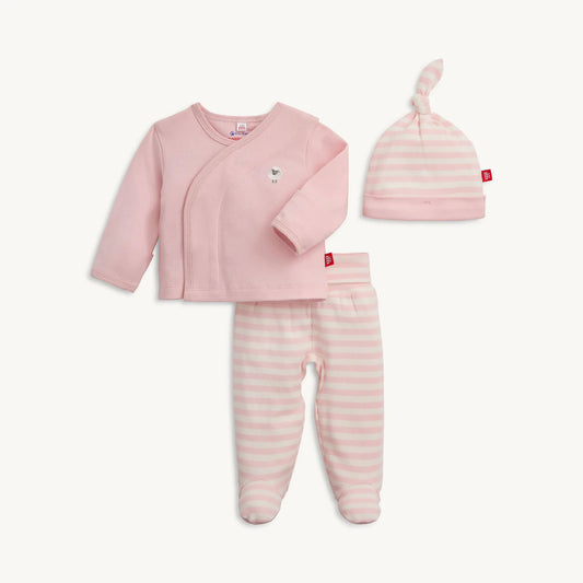 PINK STRIPE ORGANIC COTTON KIMONO - PINK STRIPE