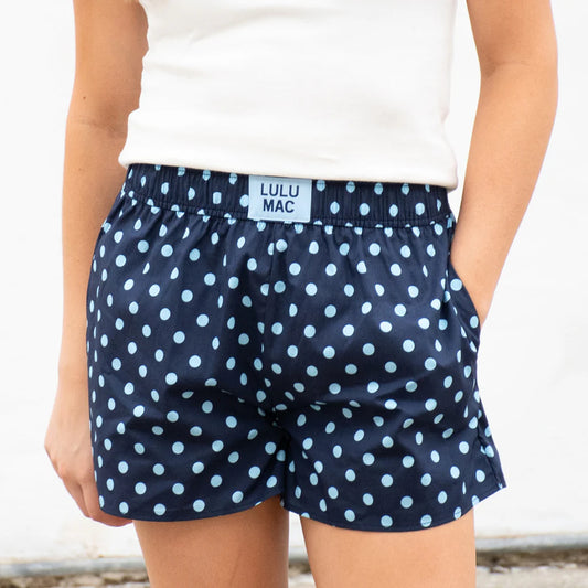 YOUTH LULU MAC SHORTS - NAVY/LIGHT BLUE POLK A DOT