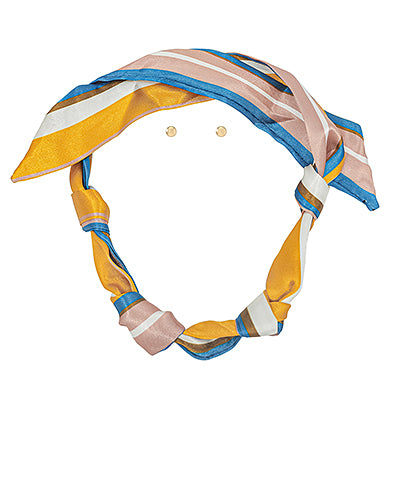 3 TONE STRIPE COLORSCARF NECKLACE SET - YELLOW/BLUE