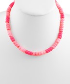 MULTI COLOR BEADED NECKLACE - HOT PINK