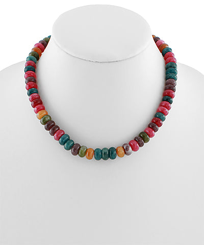 BEADSCOLOR SEMI STONE NECKLACE - DARK MULTI