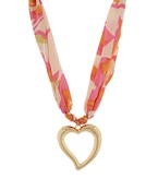HEART RING SCARF NECKLACE - PINK/GOLD