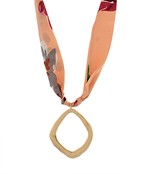 ABSTRACT RING SCARF NECKLACE - PEACH/GOLD