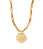 SHELL BEAD NECKLACE - BROWN/GOLD