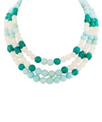 3 LAYERED AGATE BALL NECKLACE - TURQUOISE