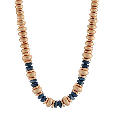 RONDELLE BEAD STATEMENT NECKLACE - BLUE