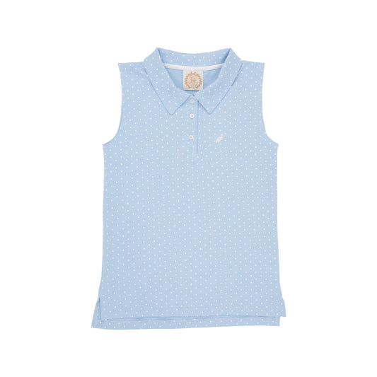 PAIGE'S PLAYFUL POLO - BEALE STREET BLUE/WHTIE MICRO DOTS