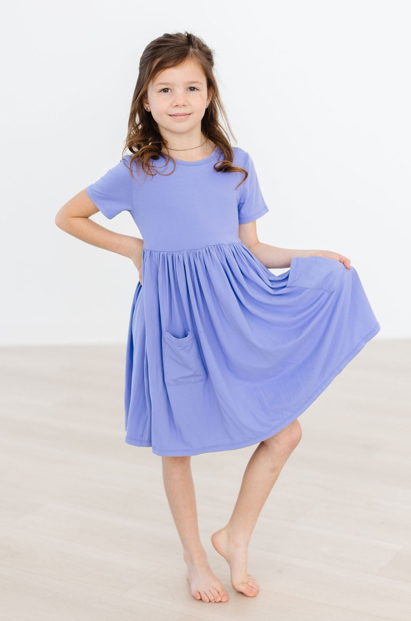 PERIWINKLE  S/S POCKET TWIRL DRESS