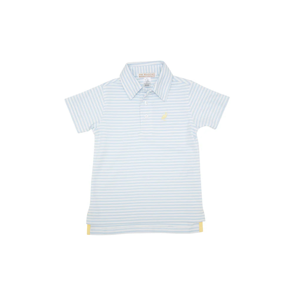 PRIM & PROPER POLO - BUCKHEAD BLUE STRIPE/SEASIDE SUNNY YELLOW