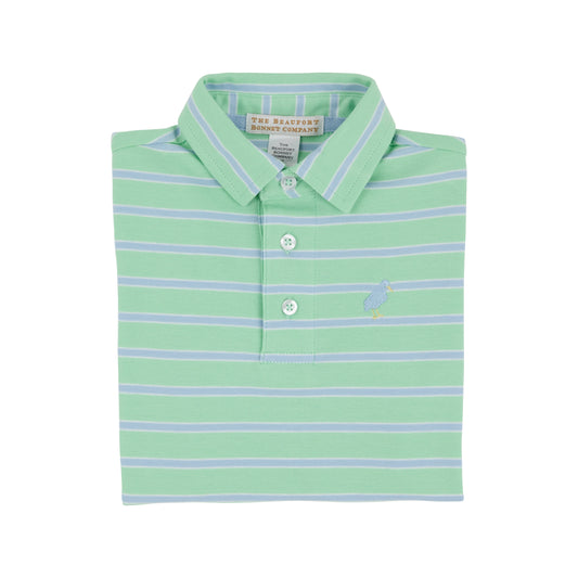 PRIM & PROPER POLO - GRACE BAY GREEN/BEALE ST BLUE STRIPE