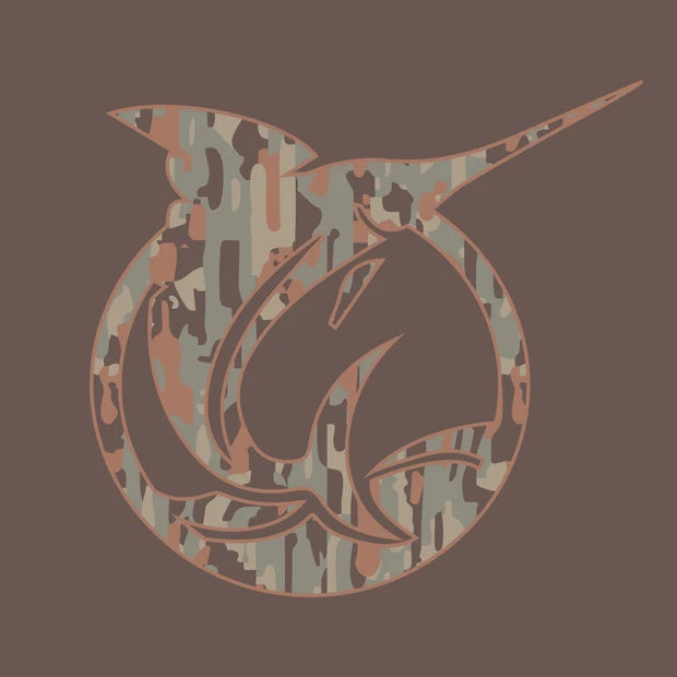 BOYS PROFORMANCE HOODIE TEE WITH CAMO LOGO  - COFFEE QUARTZ