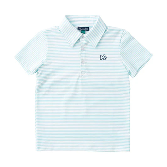 BOYS SHORT SLEEVE PRO PERFPRMANCE POLO - ARUBA BLUE STRIPE