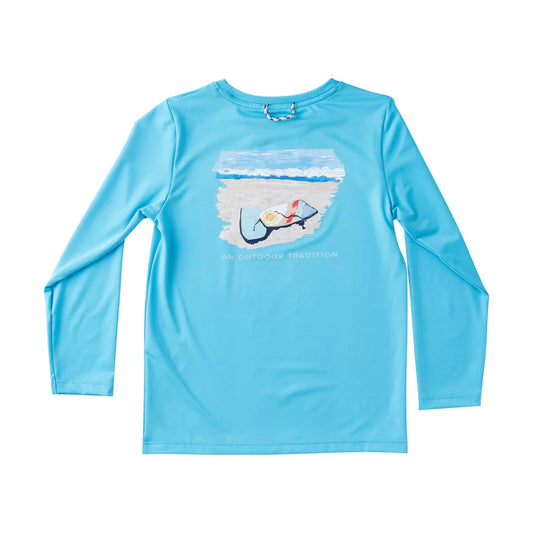 BOYS PRO PERFORMANCE LS T-SHIRT - BEACH BOOGIE BOARD ART - AQUARIUS