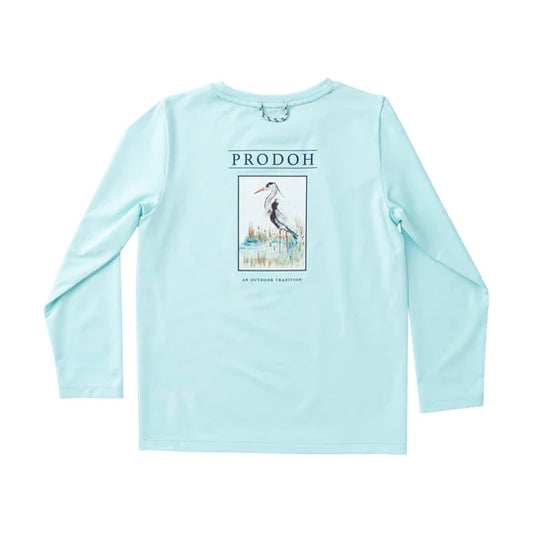 BOYS PRO PERFORMNACE LS T-SHIRT - GREAT BLUE HERON ART