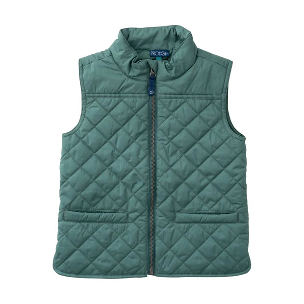 KIDS PRO QUILTED VEST - SMOKE PINE GREEN