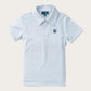 BOYS SHORT SLEEVE PRO PERFORMANCE POLO - CLEAR SKY BLUE & WHITE STRIPE
