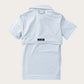 BOYS SHORT SLEEVE PRO PERFORMANCE POLO - CLEAR SKY BLUE & WHITE STRIPE