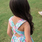 GIRLS' CRISSCROSS BACK DRESS TROPICAL PRINT