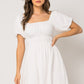 PUFF SLEEVE OFF SHOULDER DRESS - OFF WHITE