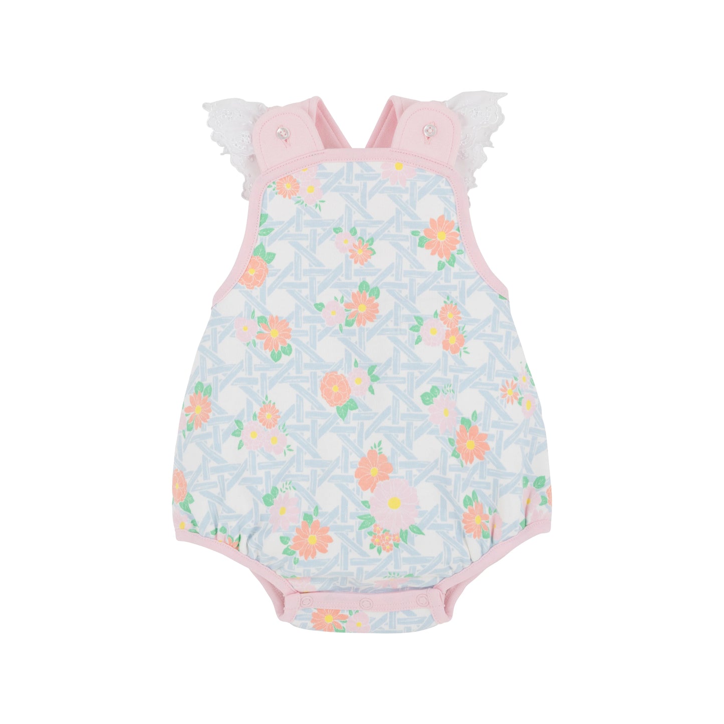 SAYLOR SUNSUIT PIMA - CAYMAN ISLAND CANE/PALM BEACH PINK
