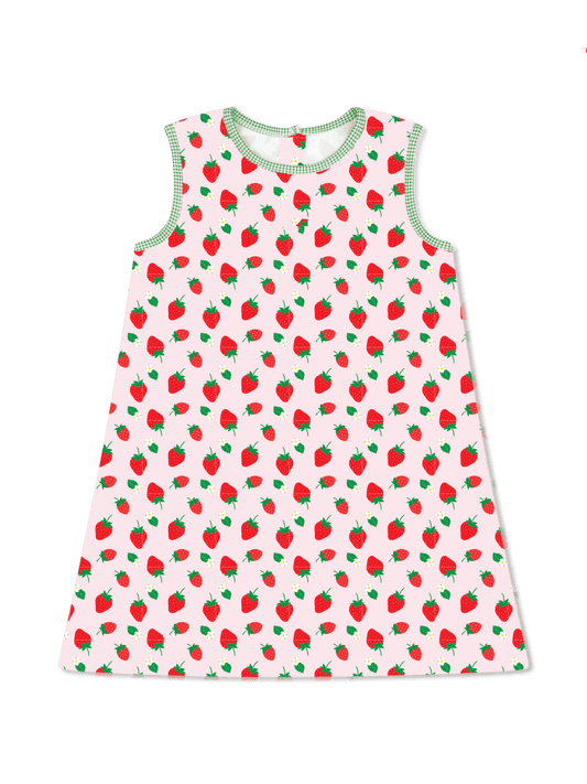 ANN DRESS - BERRY SWEET, GREEN MINIGINGHAM