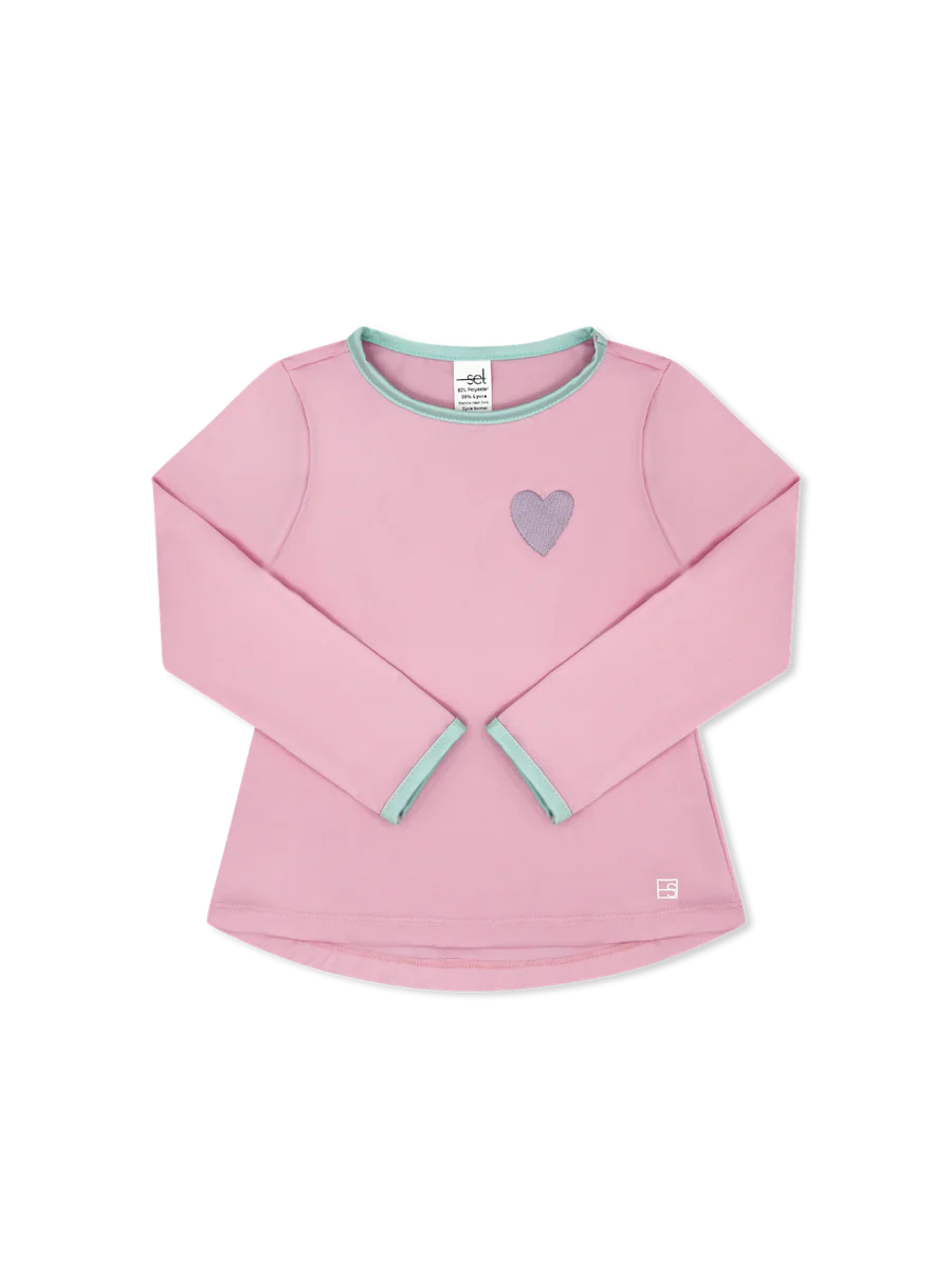 BRIDGET TOP LS -COTTON CANDY PINK/COOL MINT/HEART