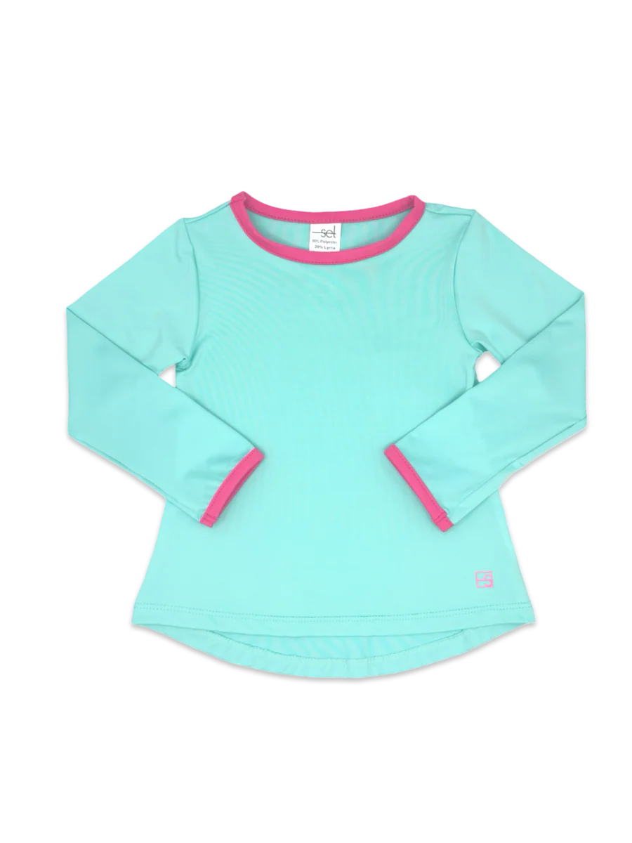 BRIDGET BASIC T LONGS SLEEVE - TOTALLT TURQUOISE, POWER PINK