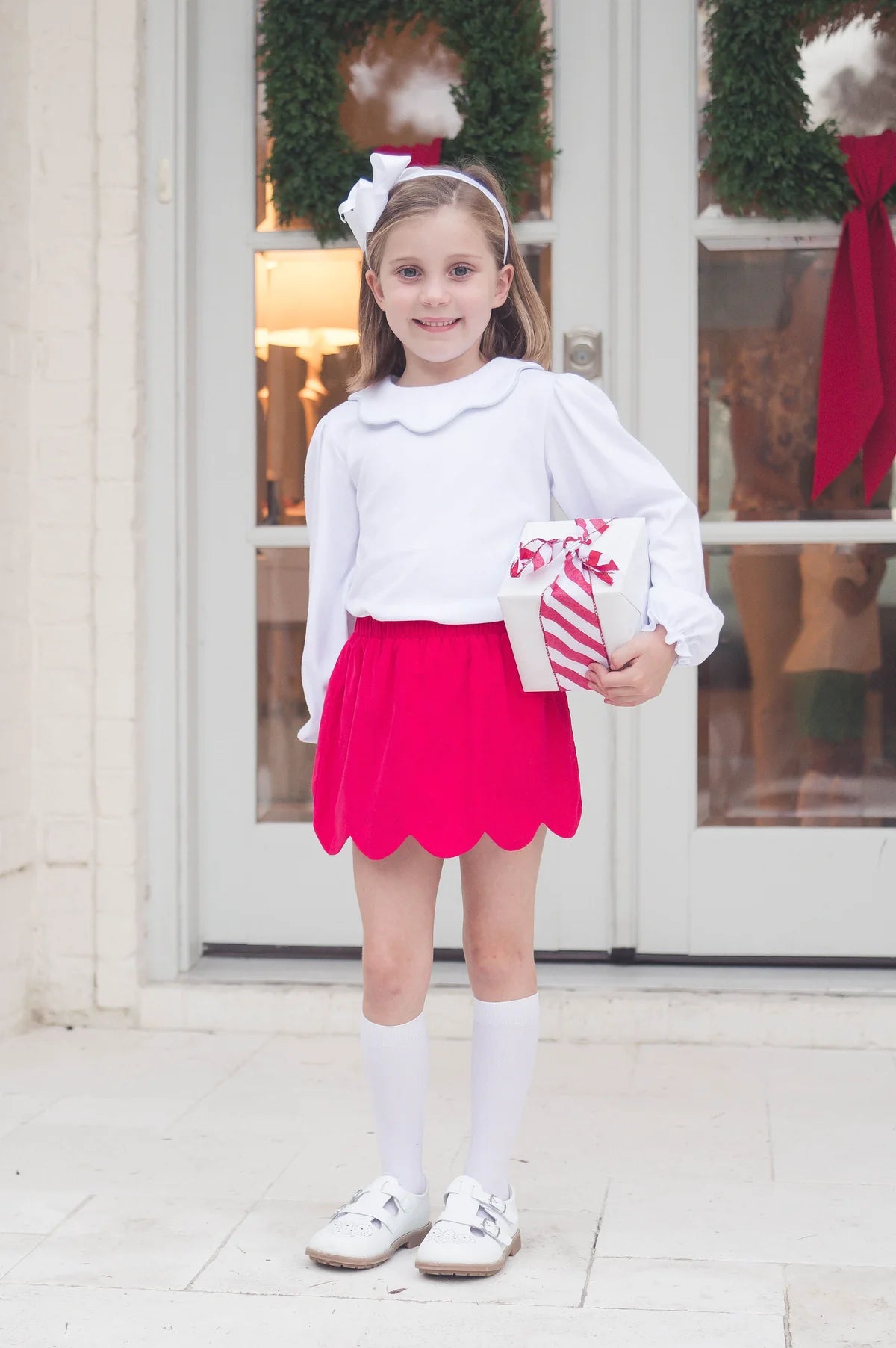 SUSIE SCALLOP SKIRT - HIGH POINT RED CORDUROY