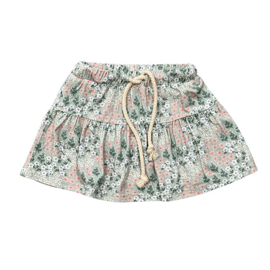 GIRLS SKORT - AQUA GREY FLORAL