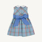 SLEEVELESS CINDY LOU SASH DRESS - WOVEN KENSINGTON COURT PLAID/BARBADOS BLUE
