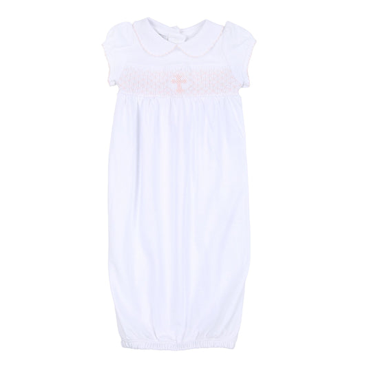 BLESSED SMOCKED COLLARED S/S GATHERED GOWN - PINK