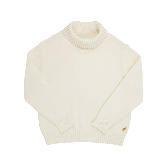 TOWNSEND TURTLENECK SWEATER - PALMETTO PEARL W/ GOLD STORK