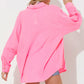 HOT PINK GAUZE BUTTON DOWN TOP - HOT PINK