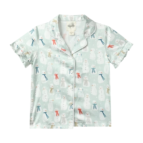 LADIES BRITTA SHORT SLEEVE PJ TOP - COZY SNOWMEN