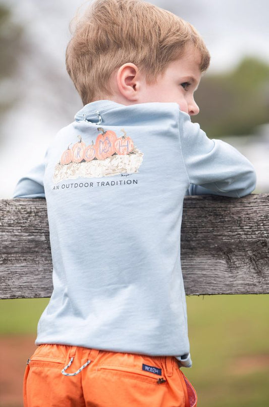 KID'S LS COTTON T-SHIRT - ASHLEY BLUE