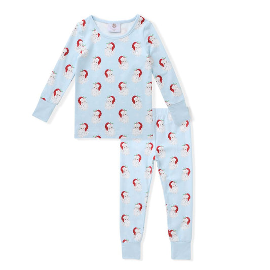 BLUE BUTTERKNIT 2PC PAJAMA SET - SANTA