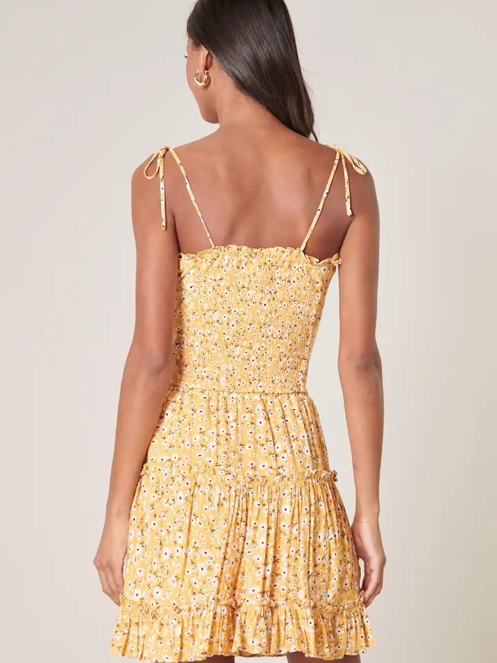 DOREEN DAISY TIE STRAP SMOCKED BACK TOP