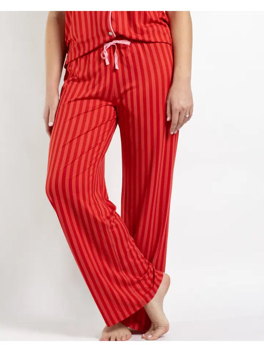 CARISSSA STRIPE SLEEP PANT - RED/PINK