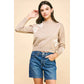 HEART PULLOVER SWEATER - TAUPE