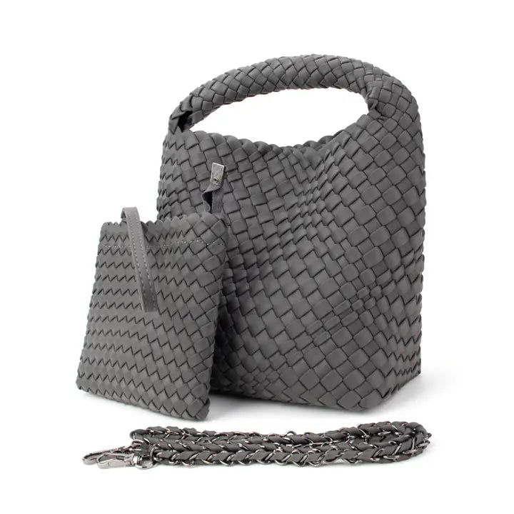 THE CHLOE -  SMALL WOVEN CROSSBODY TOTE - ASSORTED COLORS