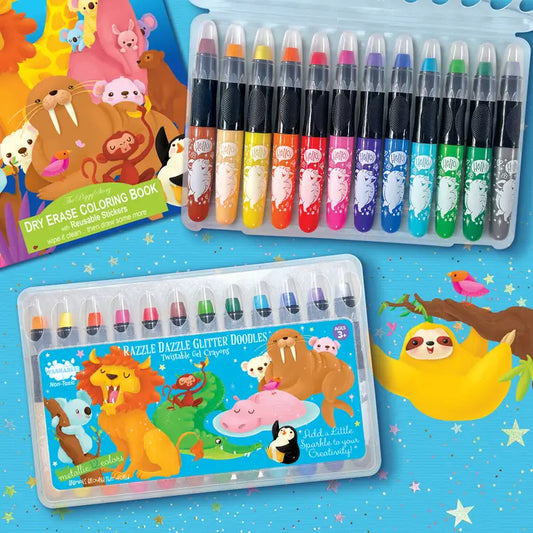 ANIMALS AROUND THE WORLD GLITTER DOODLE GEL CRAYONS