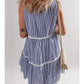 STRIPED PRINT RIC-RAC TRIM SLEEVELESS MINI DRESS