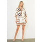 FLORAL BORDER PRINT SPLIT NECK TUNIC DRESS - WHITE