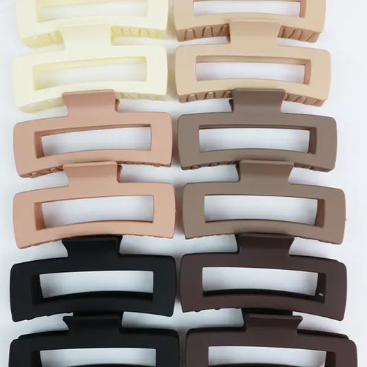 MATTE JUMBO CUT OUT RECTANGLE HAIR CLAW CLIP - ASSORTED COLORS