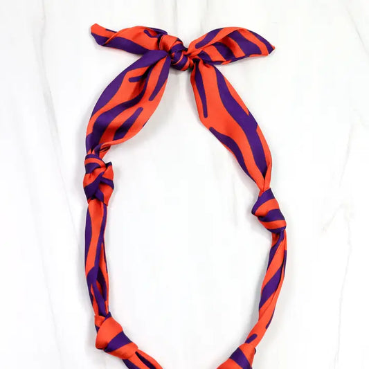 SERAFINA SCARF CHARM NECKLACE - PURPLE/ORANGE